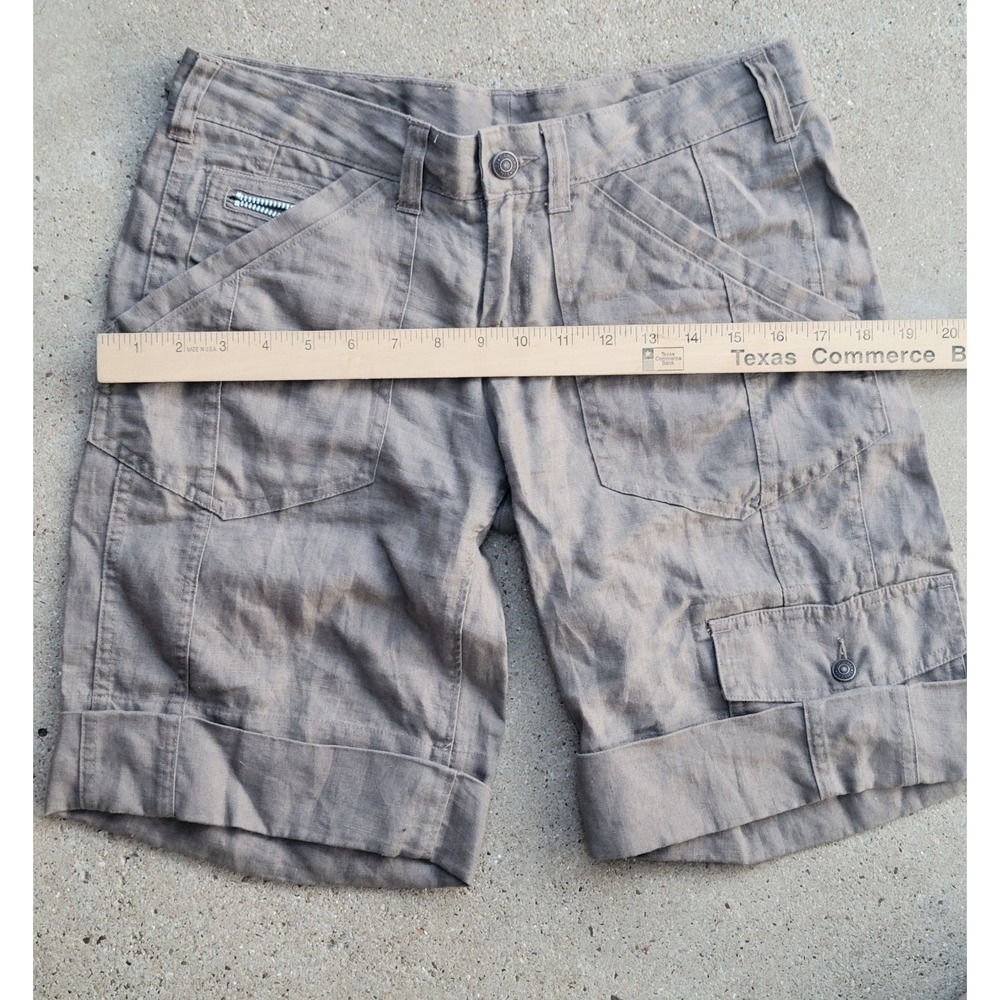 Gap Cargo Shorts Mid Rise Junior Size 1 Light Olive Green Outdoor Casual Linen - Picture 3 of 7